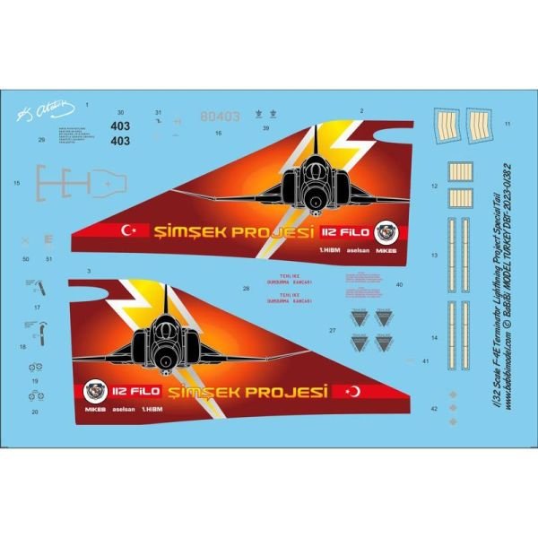 Babibi DBT-01382 1/32 Ölçek, F-4E Terminator Şimşek Projesi Özel Boyama, Dekal Çıkartma