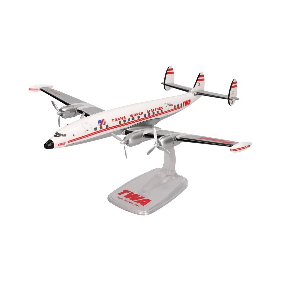 Herpa 614467 1/125 Ölçek, TWA Havayolları Lockheed L-1049G Super Constellation, N7104C, Snapfit, Plastik, Standlı, Sergilemeye