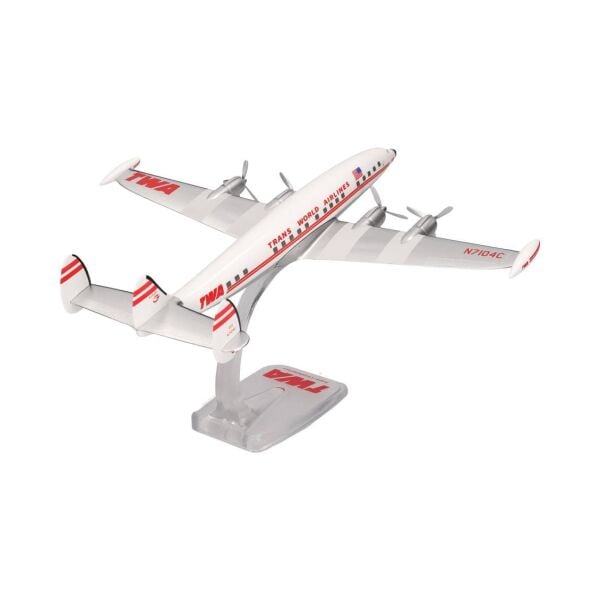 Herpa 614467 1/125 Ölçek, TWA Havayolları Lockheed L-1049G Super Constellation, N7104C, Snapfit, Plastik, Standlı, Sergilemeye