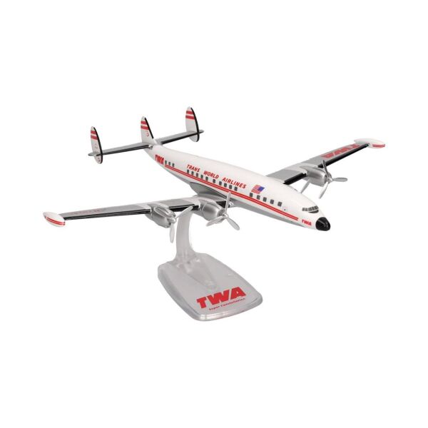 Herpa 614467 1/125 Ölçek, TWA Havayolları Lockheed L-1049G Super Constellation, N7104C, Snapfit, Plastik, Standlı, Sergilemeye