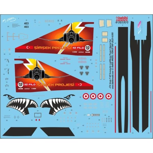 Babibi DBT-01381 1/48 Ölçek, F-4E Terminator Şimşek Projesi Özel Boyama, Dekal Çıkartma