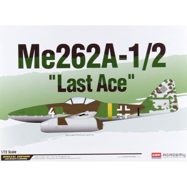 Academy 12542 1/72 Ölçek, Me262A-1/2 (Last Ace) Special Edition Savaş Uçağı, Plastik Model kiti