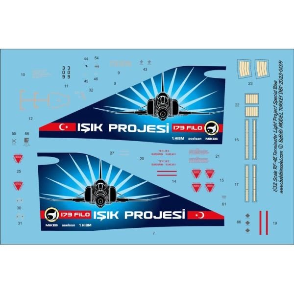 Babibi DBT-01379 1/32 Ölçek, RF-4E Terminator Işık Projesi Özel Boyama Decal Set Kırmızı, Dekal Çıkartma