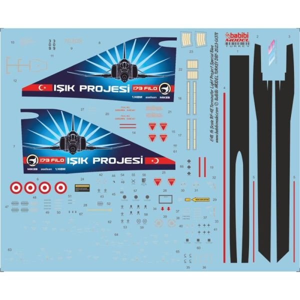 Babibi DBT-01378 1/48 Ölçek, RF-4E Terminator Işık Projesi Özel Boyama Decal Set Kırmızı, Dekal Çıkartma
