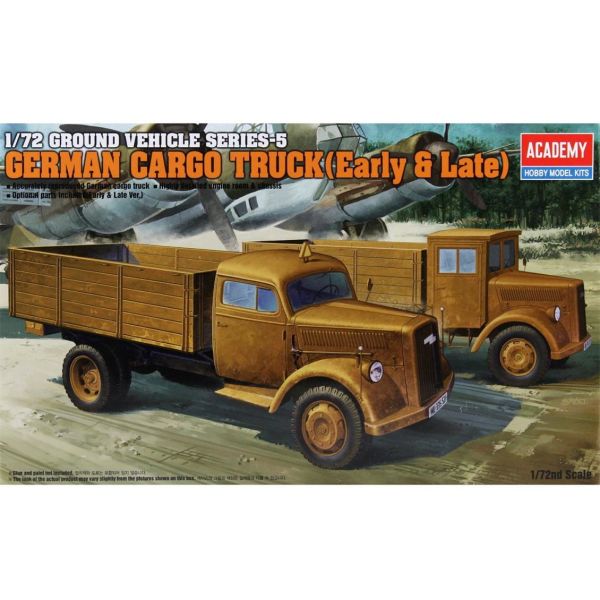 Academy 13404 1/72 Ölçek, Alman WWII Kargo Kamyonları (Erken ve Geç Dönem) , Plastik Maket Seti