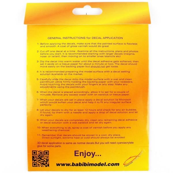 Babibi DBT-01375 1/72 Ölçek, RF-4E Terminator Işık Projesi Özel Boyama Decal Set Kırmızı, Dekal Çıkartma