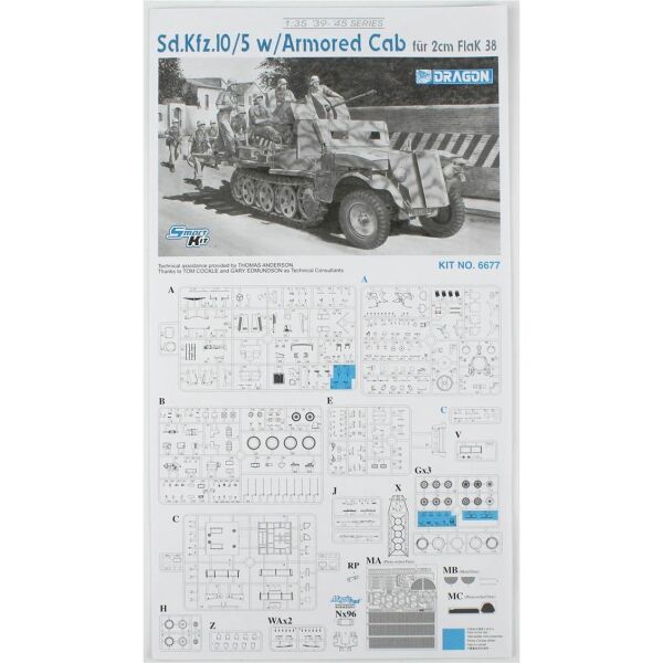 Dragon 6677 1/35 Ölçek, Sd.Kfz.10/5 w/Armor Cab fur 2cm FlaK 38, Hafif Yarı Paletli Personel Taşıyıcı Plastik Model Kiti