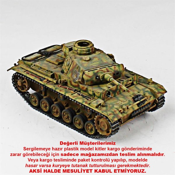QD241 1/35 Ölçek, Panzer III, Academy, Sergilemeye Hazır Plastik Tank Maketi