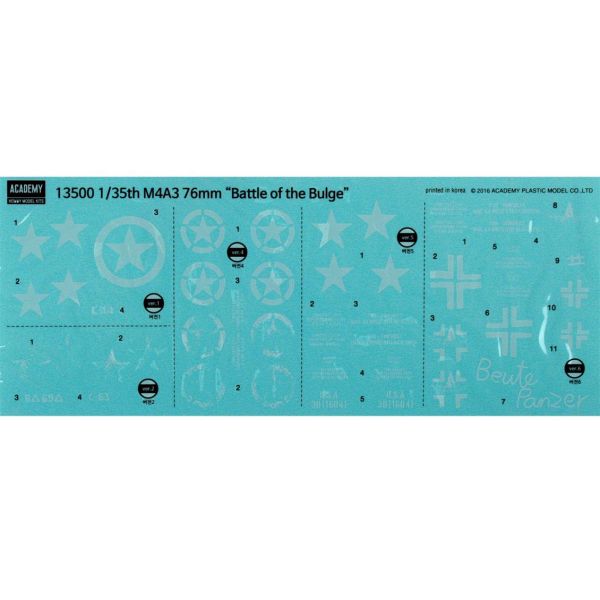 Academy 13500 1/35 Ölçek, Amerikan Kara Kuvvetleri M4A3 76mm Sherman Orta Tankı, Plastik Model kiti