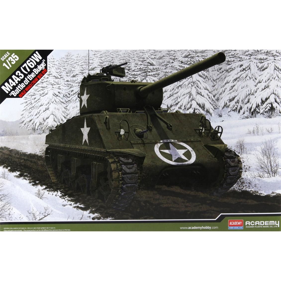 Academy 13500 1/35 Ölçek, Amerikan Kara Kuvvetleri M4A3 76mm Sherman Orta Tankı, Plastik Model kiti