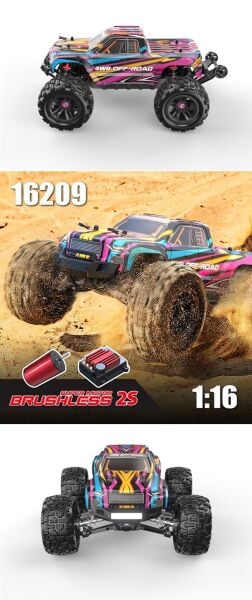 MJX 1/16  Hyper GO 16209 4x4 Fırçasız (Brushless) Motor ve Escli, 2.4 Ghz. Uzaktan Kumandalı Arazi Aracı