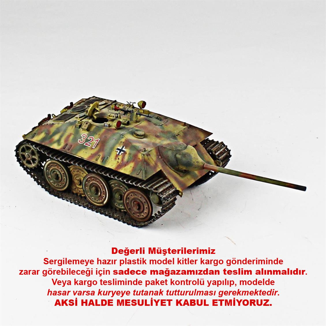 QD246 1/35 Ölçek, Hetzer, Tamiya, Sergilemeye Hazır Plastik Tank Maketi