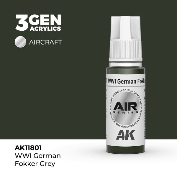 AK 11801 17 ml. WWI German Fokker Grey, Aircraft Serisi 3GEN Akrilik Model Boyası