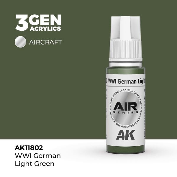 AK 11802 17 ml. WWI German Light Green, Aircraft Serisi 3GEN Akrilik Model Boyası
