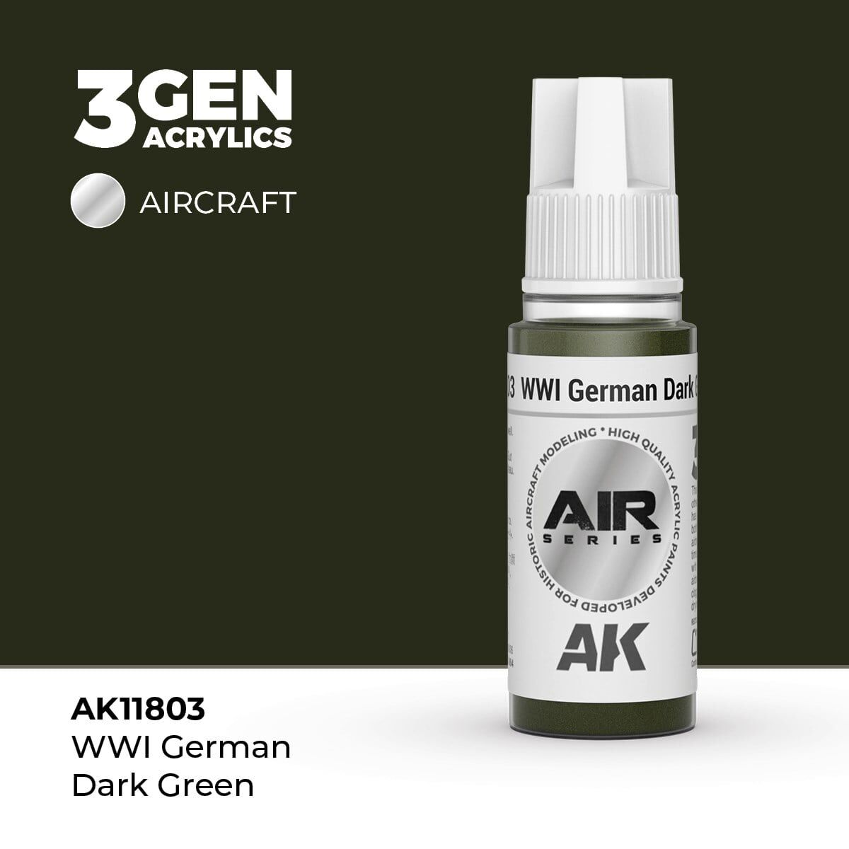 AK 11803 17 ml. WWI German Dark Green, Aircraft Serisi 3GEN Akrilik Model Boyası
