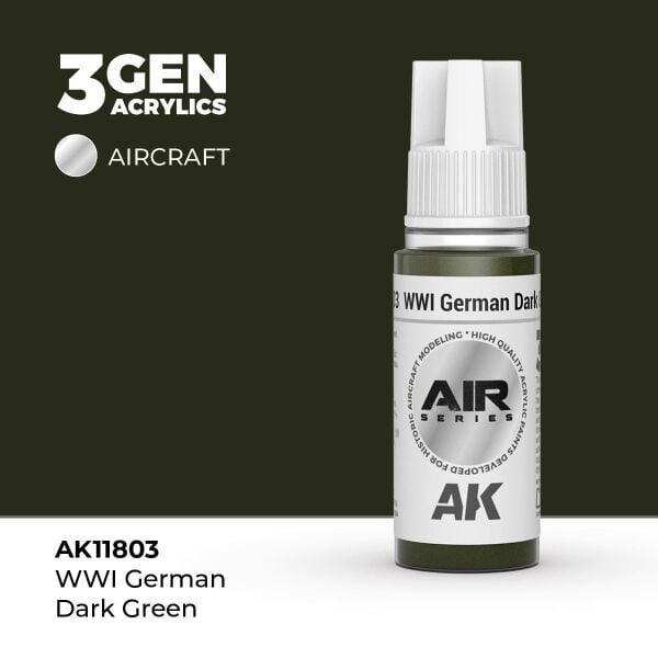 AK 11803 17 ml. WWI German Dark Green, Aircraft Serisi 3GEN Akrilik Model Boyası