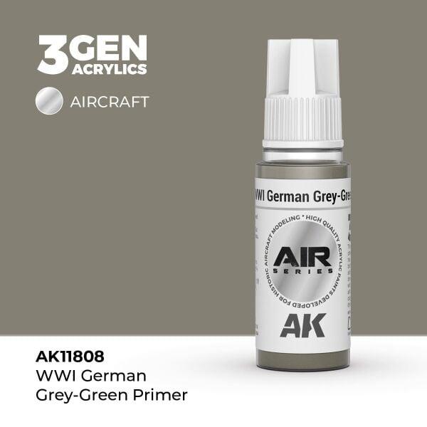 AK 11808 17 ml. WWI German Grey-Green Primer, Aircraft Serisi 3GEN Akrilik Model Boyası