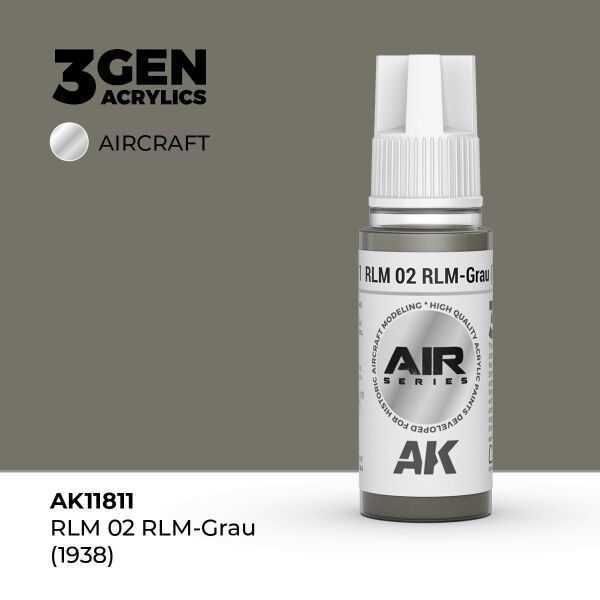 AK 11811 17 ml. RLM 02 RLM-Grau (1938), Aircraft Serisi 3GEN Akrilik Model Boyası