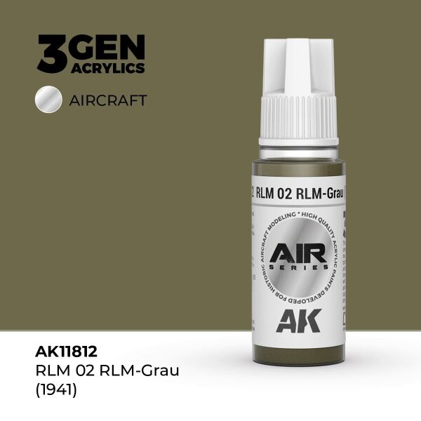 AK 11812 17 ml. RLM 02 RLM-Grau (1941), Aircraft Serisi 3GEN Akrilik Model Boyası