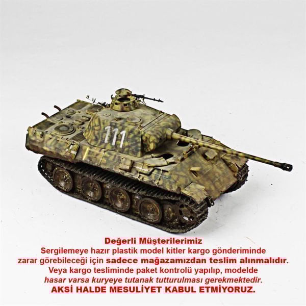 QD262 1/35 Ölçek, Zimmeritli Panther, Italeri, Sergilemeye Hazır Plastik Tank Maketi