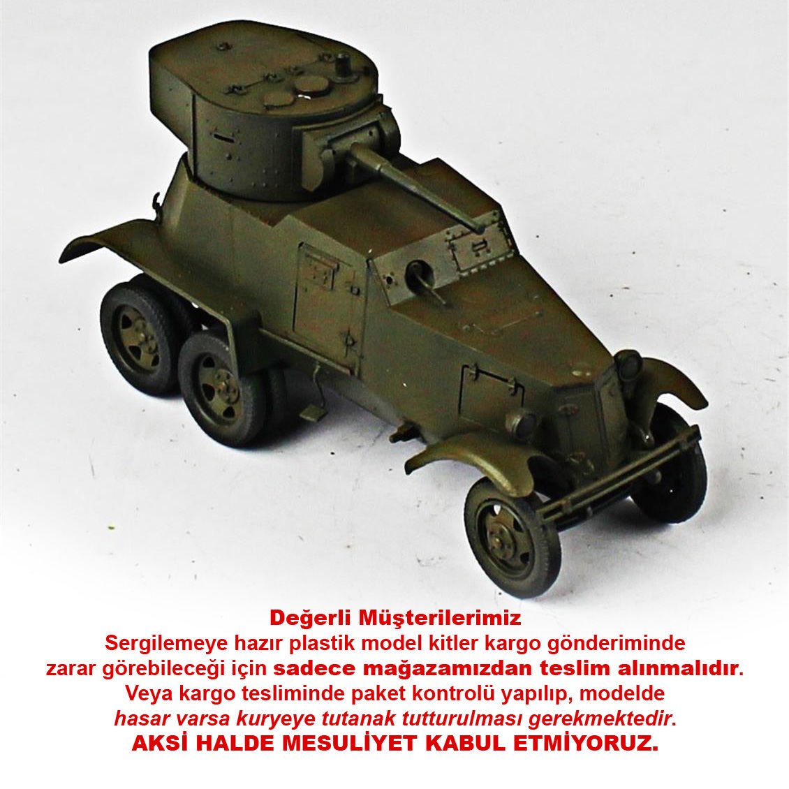 QD268 1/35 Ölçek, BA-6, Zvezda, Sergilemeye Hazır Plastik Tank Maketi