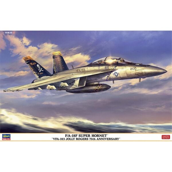 Hasegawa 7552 1/48 Ölçek, F/A-18F Super Hornet VFA-103 Jolly Rogers 75th Anniversary,, Savaş Uçağı Plastik Model Kiti