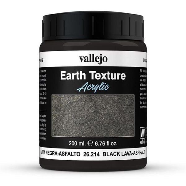 Vallejo 26214 200 ml. Black Lava, Diorama Toprak Dokusu Yapma Boyası