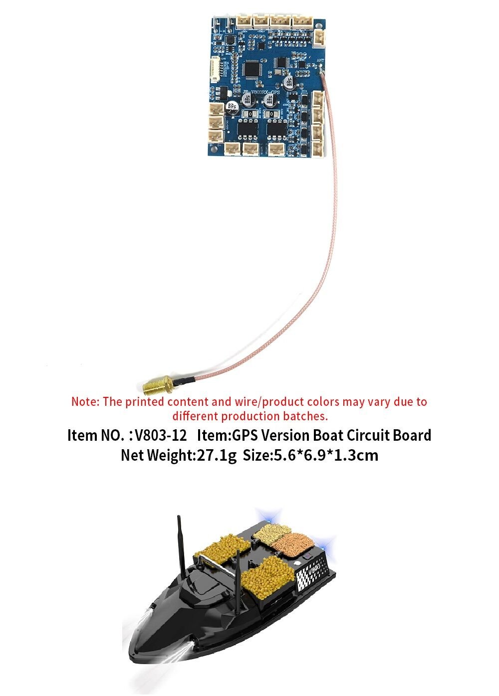 Flytec V803 Pro 500M GPS'li, Balık Yemleme Teknesi Devre Kartı