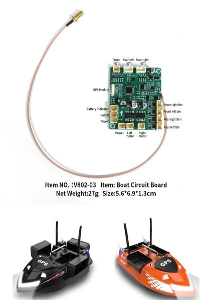 Flytec V802Pro 500M GPS'li, Balık Yemleme Teknesi Devre Kartı