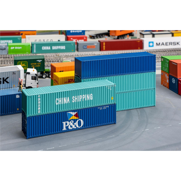 Faller 182151 1/87 Ölçek, 40 lık Konteyner, Mavi/Turkuaz, 5 Adet, Plastik model Kiti