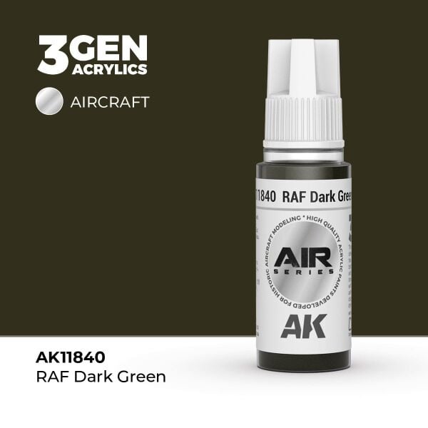 AK 11840 17 ml. RAF Dark Green, Aircraft Serisi 3GEN Akrilik Model Boyası