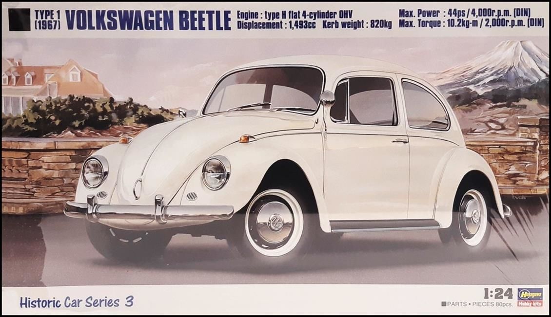 Hasegawa HC03 21203 1/24 Ölçek, Volkswagen Beetle 1967, Otomobil, Plastik Model kiti