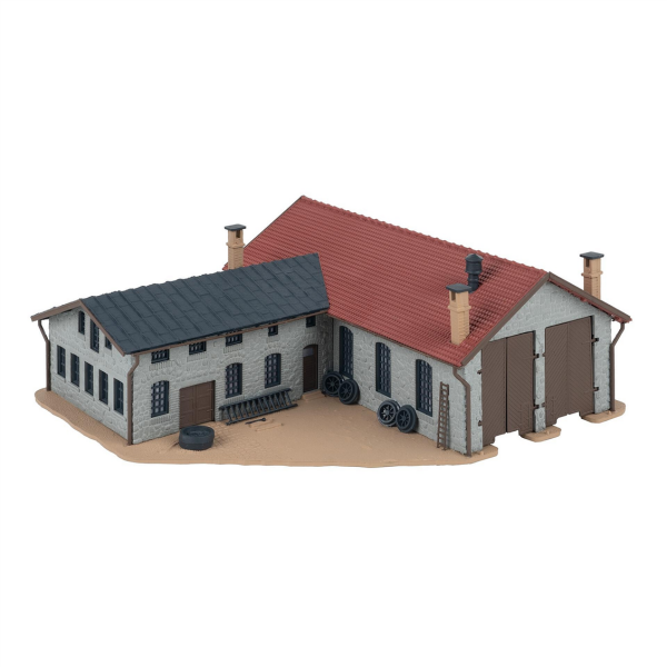 Faller 212106 1/160 Ölçek, Atölyeside olan Çift Hatlı Lokomotif Evi, Plastik Model Kiti