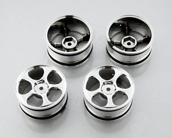 5-Spoke Chrome Wheel G:24mm 1/10 Rc Jant Hex 12mm (4 adet)