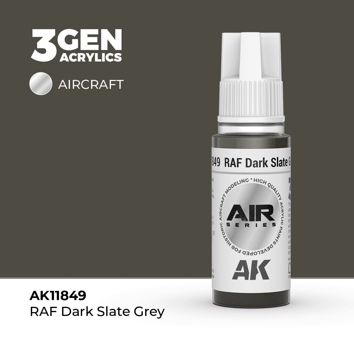 AK 11849 17 ml. RAF Dark Slate Grey, Aircraft Serisi 3GEN Akrilik Model Boyası