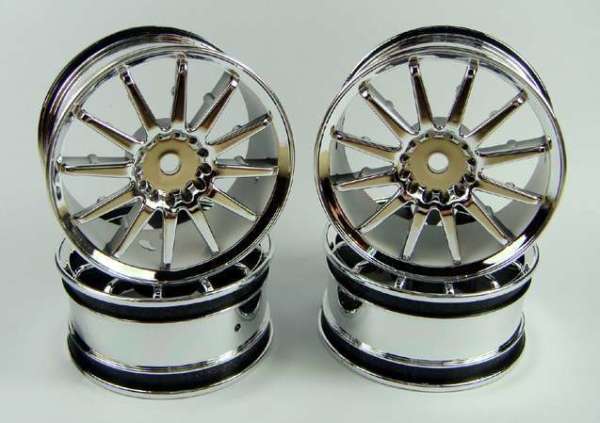 10-Spoke Chrome Wheel G24mm 1/10 Rc Jant Hex 12mm (4 adet)