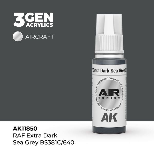 AK 11850 17 ml. RAF Extra Dark Sea Grey BS381C/640, Aircraft Serisi 3GEN Akrilik Model Boyası