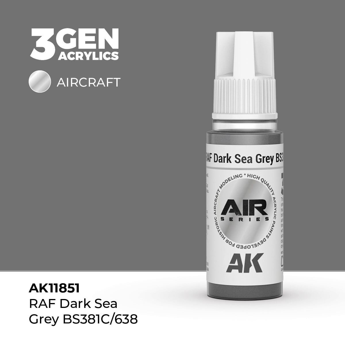 AK 11851 17 ml. RAF Dark Sea Grey BS381C/638, Aircraft Serisi 3GEN Akrilik Model Boyası