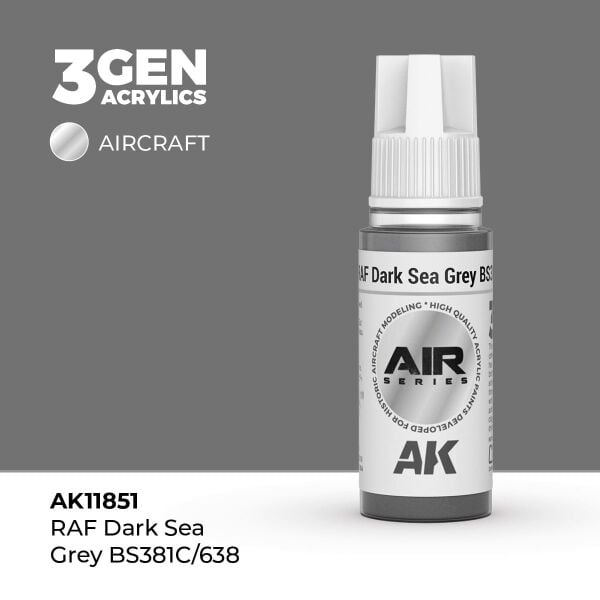 AK 11851 17 ml. RAF Dark Sea Grey BS381C/638, Aircraft Serisi 3GEN Akrilik Model Boyası
