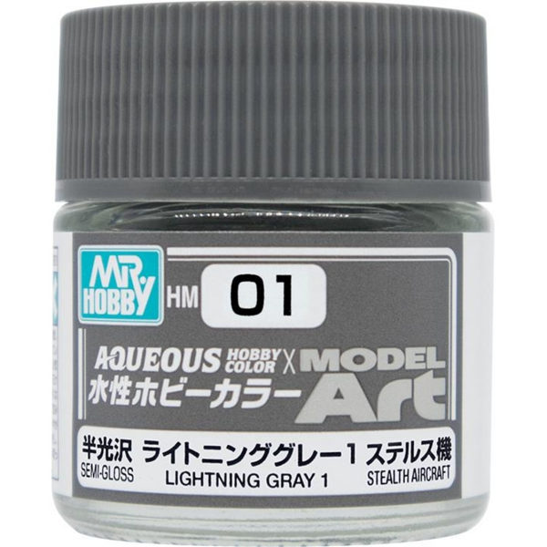 Mr.Hobby HM-01 10 ml. Lightning Grey-1, Aqueous Serisi Model Boyası