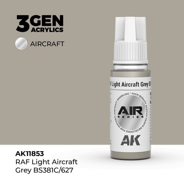 AK 11853 17 ml. RAF Light Aircraft Grey BS381C/627, Aircraft Serisi 3GEN Akrilik Model Boyası