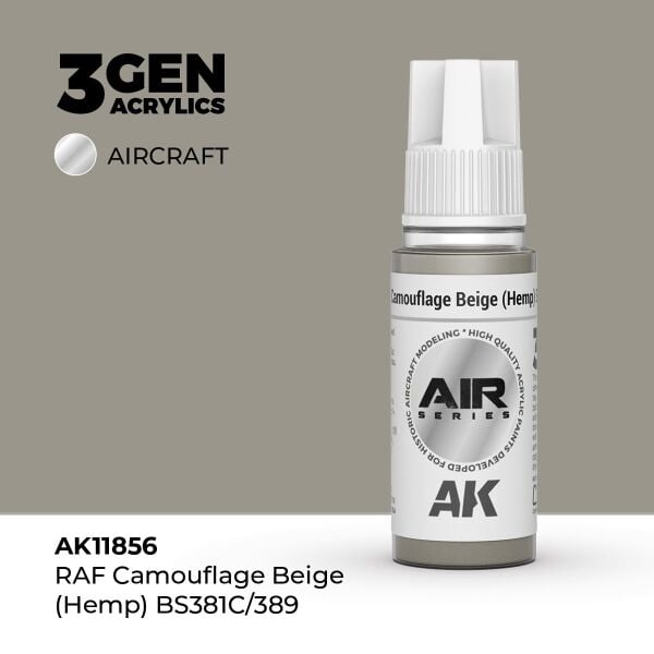 AK 11856 17 ml. RAF Camouflage Beige (Hemp) BS381C/389, Aircraft Serisi 3GEN Akrilik Model Boyası