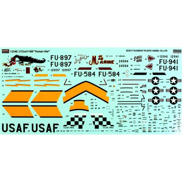 Academy 12546 1/72 Ölçek, F-86F (Korean War) Special Edition Savaş Uçağı, Plastik Model kiti