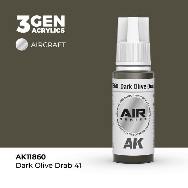 AK 11860 17 ml. Dark Olive Drab 41, Aircraft Serisi 3GEN Akrilik Model Boyası