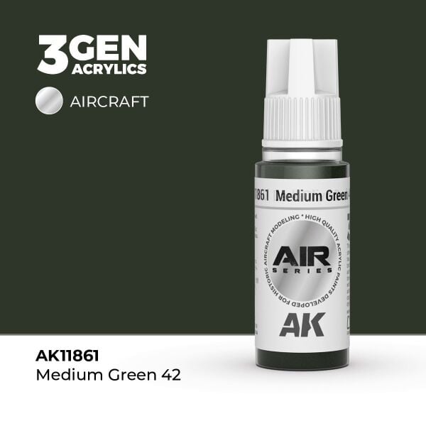 AK 11861 17 ml. Medium Green 42, Aircraft Serisi 3GEN Akrilik Model Boyası