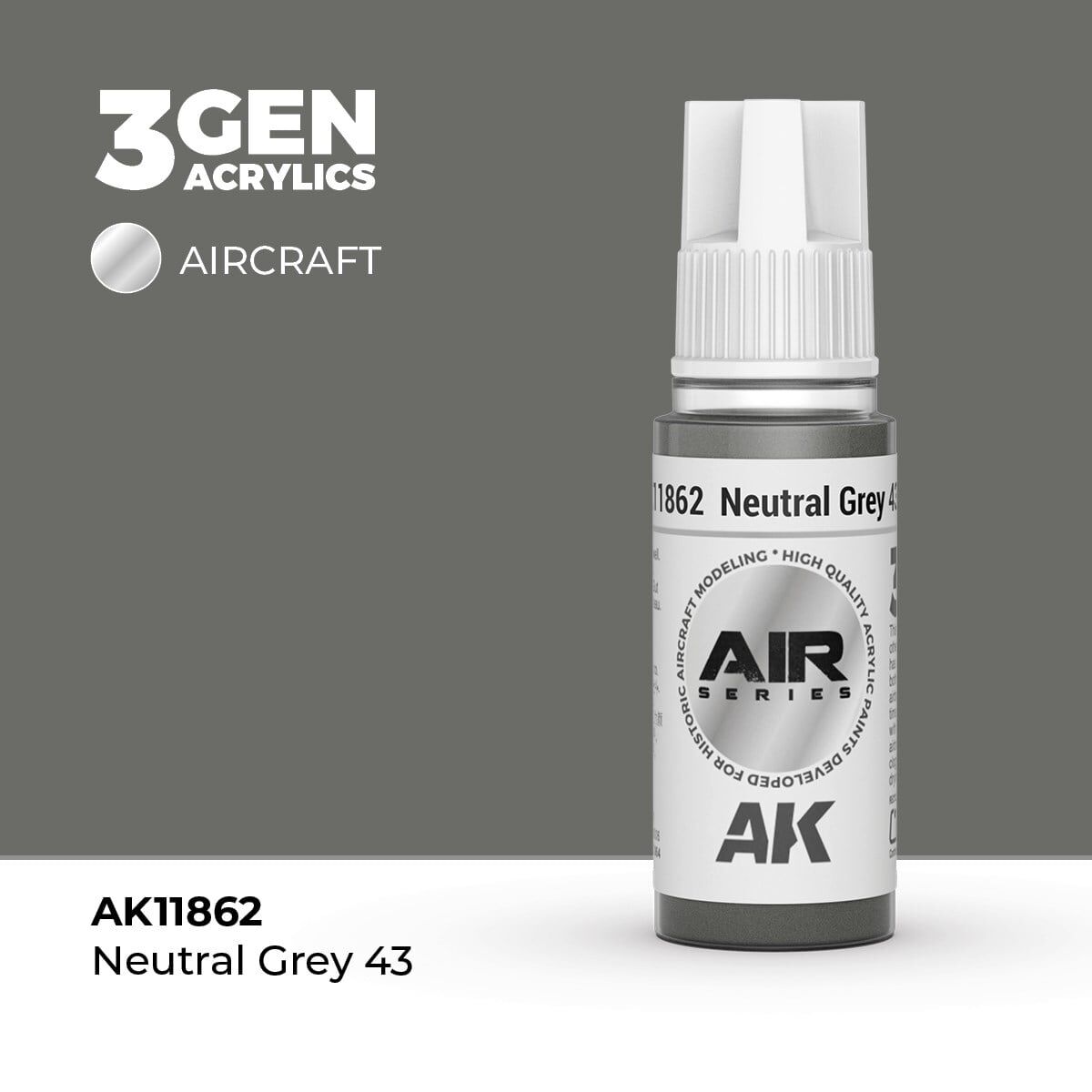 AK 11862 17 ml. Neutral Grey 43, Aircraft Serisi 3GEN Akrilik Model Boyası