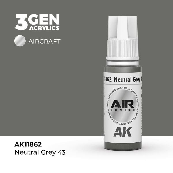 AK 11862 17 ml. Neutral Grey 43, Aircraft Serisi 3GEN Akrilik Model Boyası