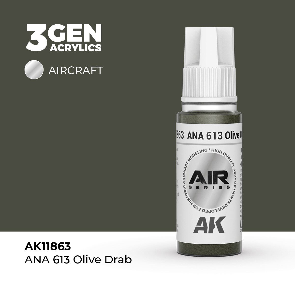 AK 11863 17 ml. ANA 613 Olive Drab, Aircraft Serisi 3GEN Akrilik Model Boyası