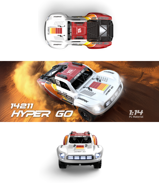 MJX 1/14 Hyper GO 14211 4x4 Fırçasız (Brushless) Motor ve Escli, 2.4 Ghz. Uzaktan Kumandalı Arazi Aracı + 4 Adet Yedek Lastik