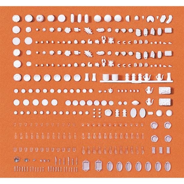Preiser 17220 1/87 Ölçek, Tabaklar ve Yemek Takımları, Boyanmış Plastik Modelleri